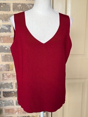 Jones & Co Red Classic V-Neck Sleeveless Top Sweetheart Neckline Plus Sz 1X